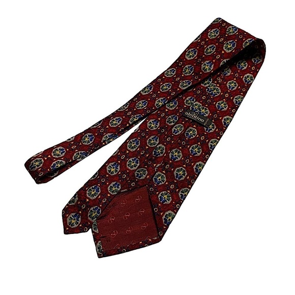 𝅺HUGO Boss Blue and Red Print Silk Tie - Picture 3 of 6